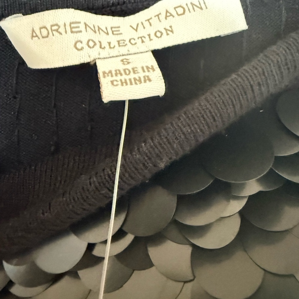 Festive Adrienne Vittadini Collection Black Paillette Sequin Knit Mini Skirt - Picture 2 of 4